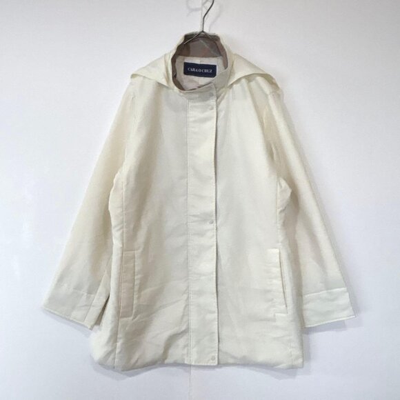 Caracroz Lightweight Trench Coat Ivory Size M - Picture 1 of 6